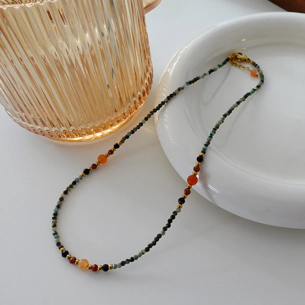 Simple Style Geometric Natural Stone Tiger Eye Pendant Necklace In Bulk