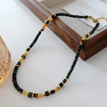 Simple Style Geometric Natural Stone Tiger Eye Pendant Necklace In Bulk