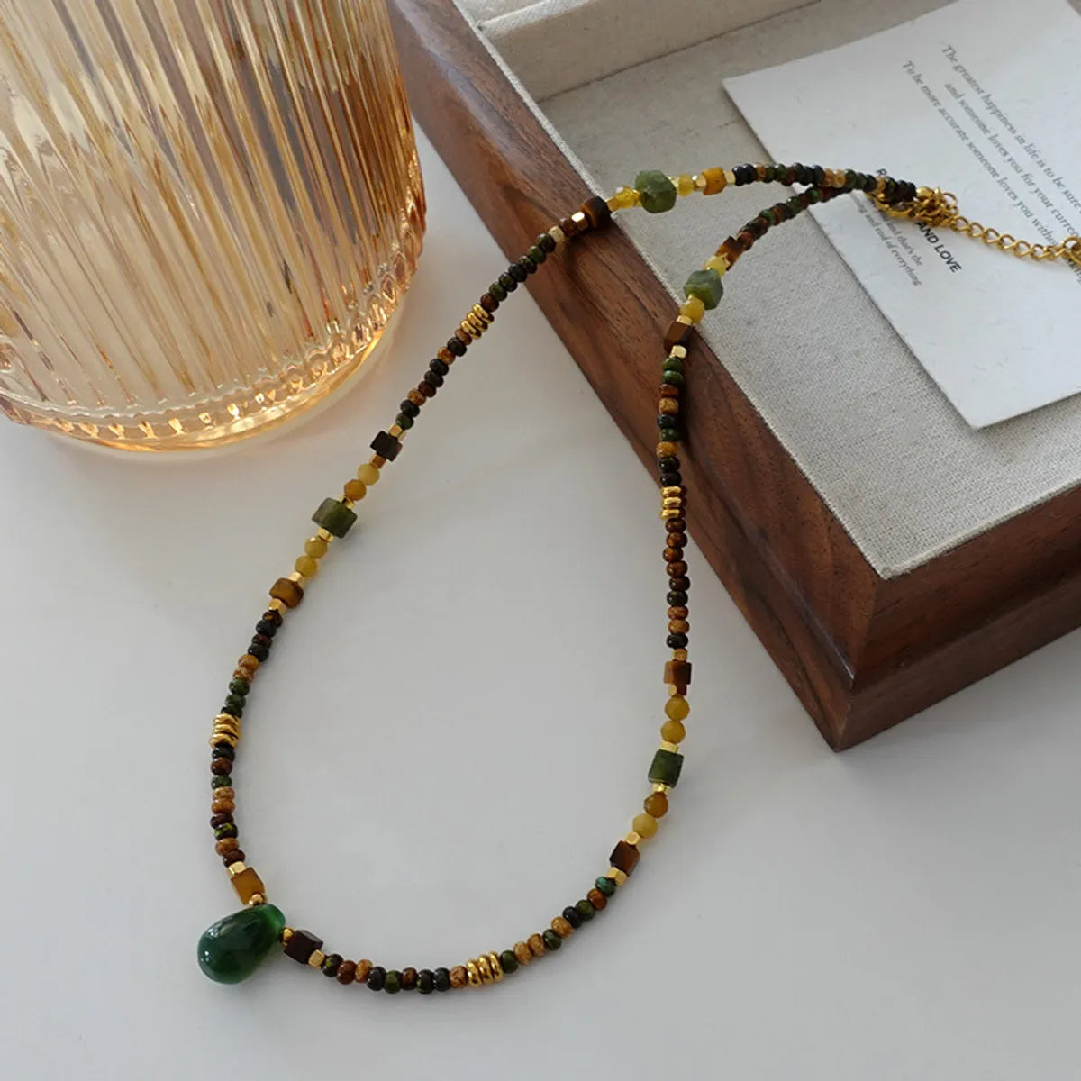 Simple Style Geometric Natural Stone Tiger Eye Pendant Necklace In Bulk