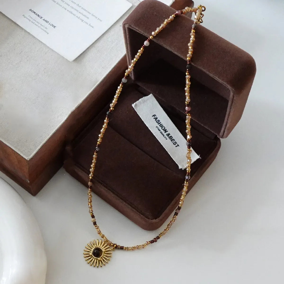 Simple Style Geometric Natural Stone Tiger Eye Pendant Necklace In Bulk