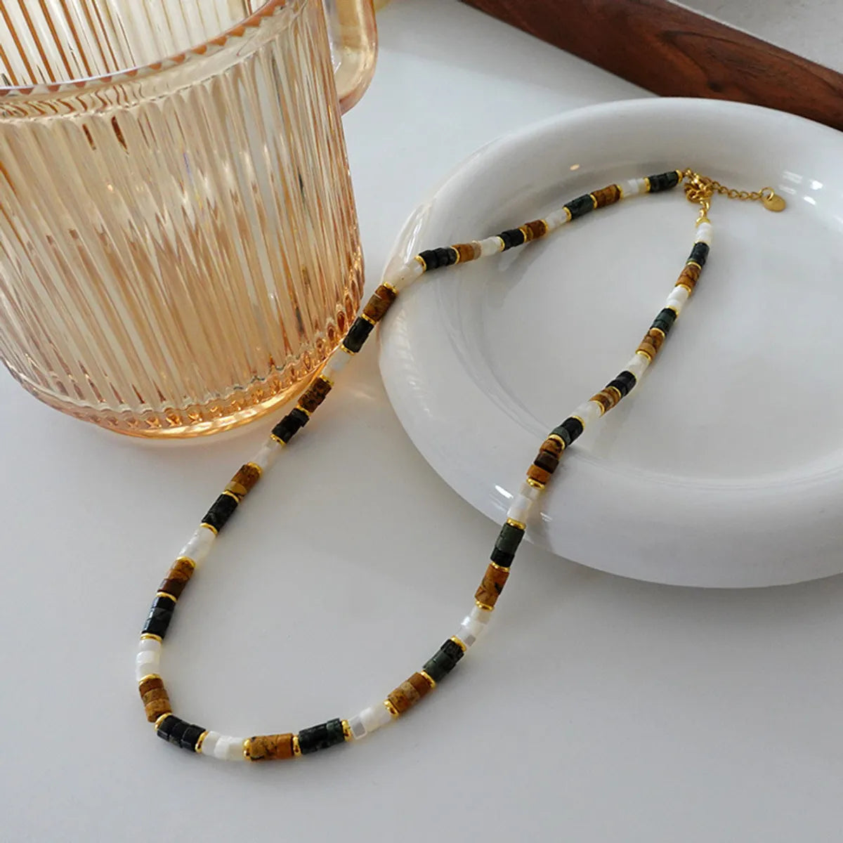 Simple Style Geometric Natural Stone Tiger Eye Pendant Necklace In Bulk