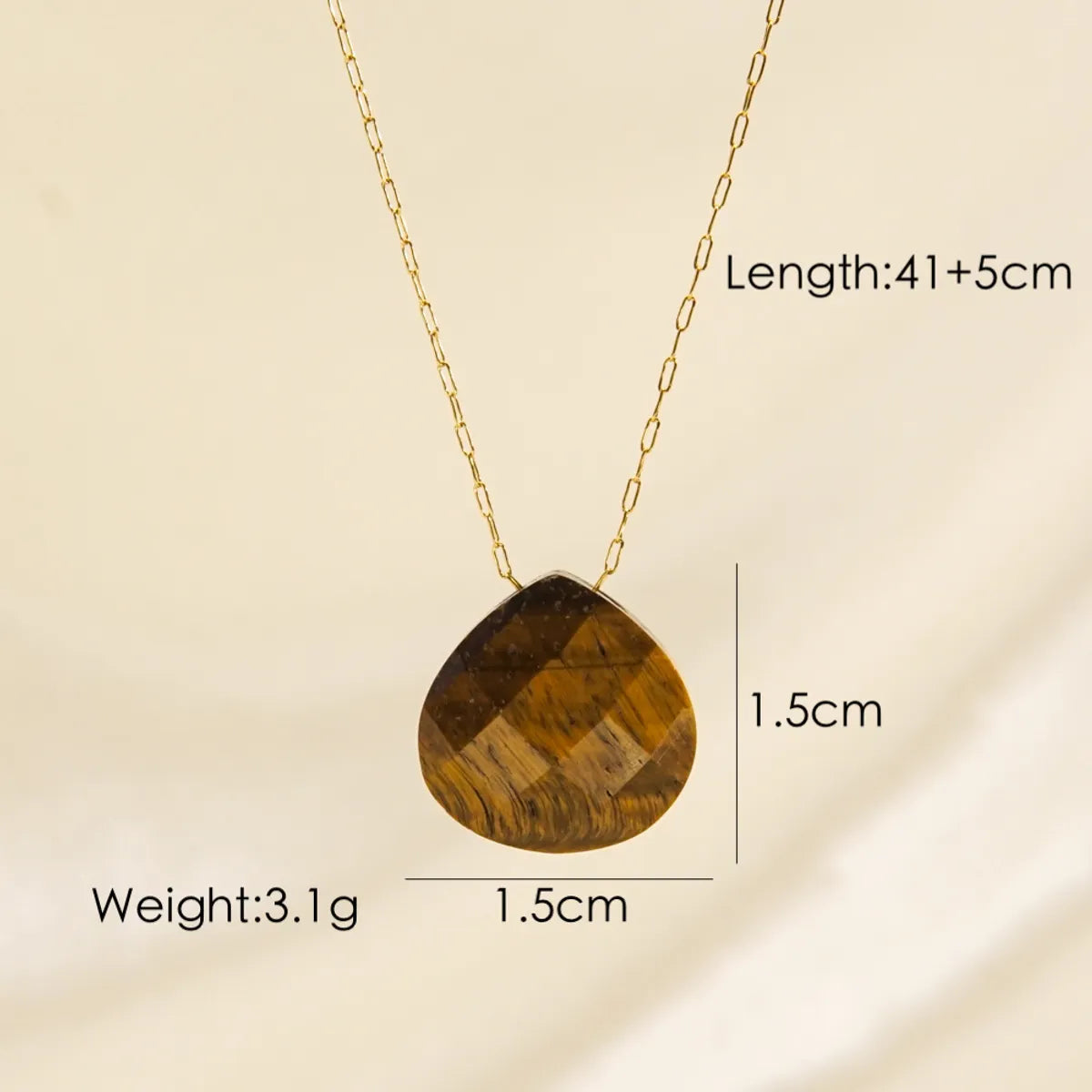 Simple Style Geometric Natural Stone Titanium Steel Pendant Necklace In Bulk