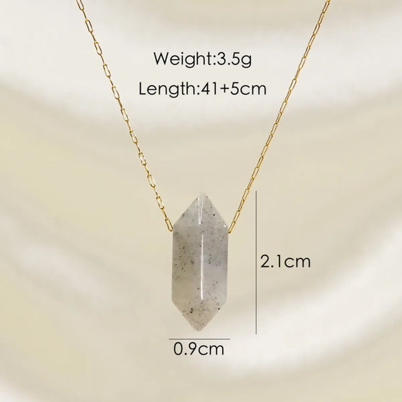 Simple Style Geometric Natural Stone Titanium Steel Pendant Necklace In Bulk