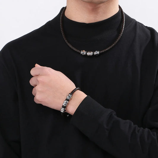 Simple Style Geometric Pu Leather Men's Bracelets Necklace