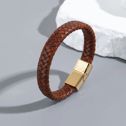 Simple Style Geometric Pu Leather Men'S Bracelets