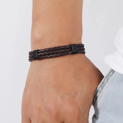 Simple Style Geometric Pu Leather Unisex Bracelets