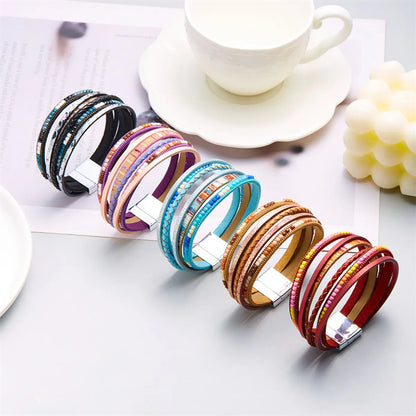 Simple Style Geometric Pu Leather Women's Bracelets