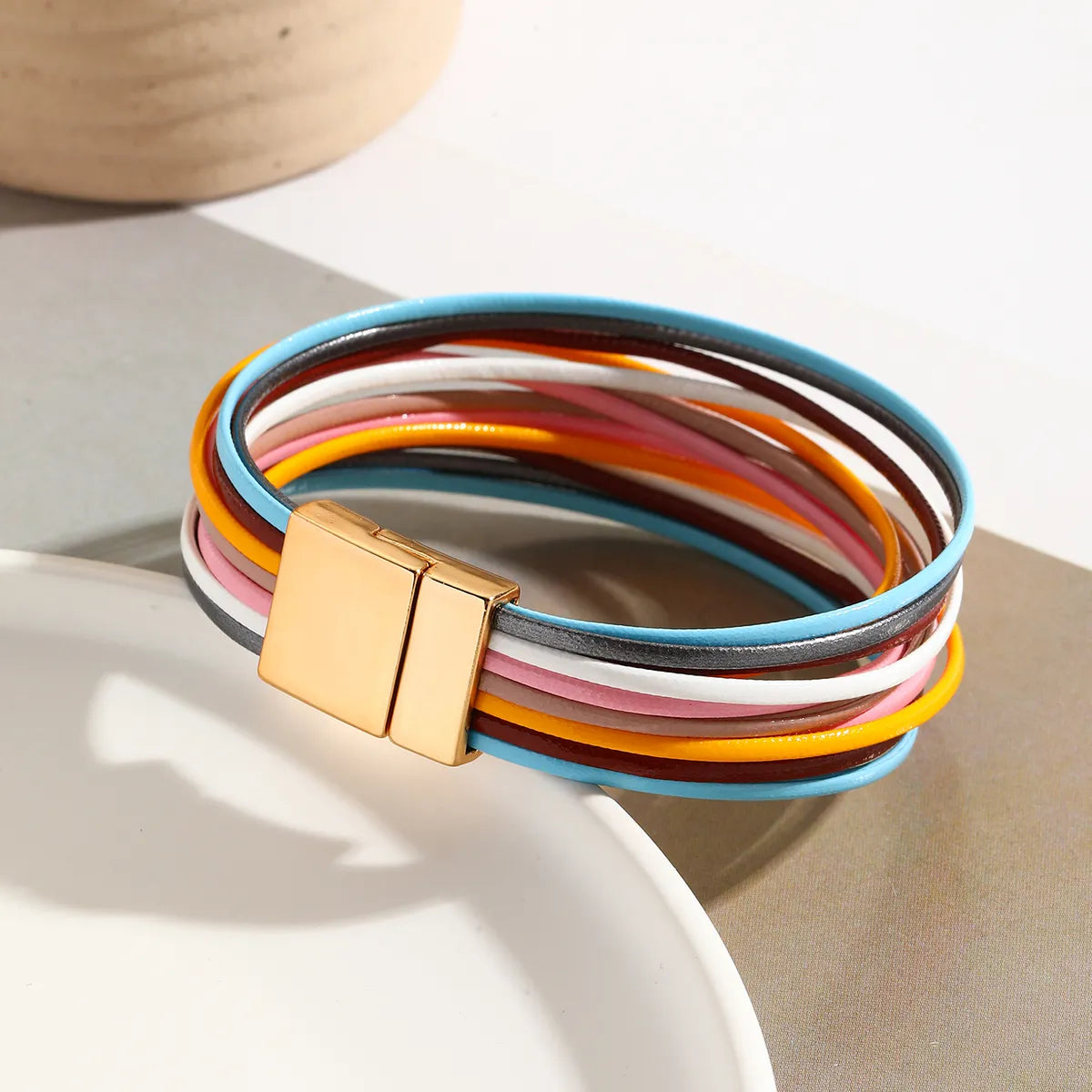 Simple Style Geometric Pu Leather Women'S Bracelets