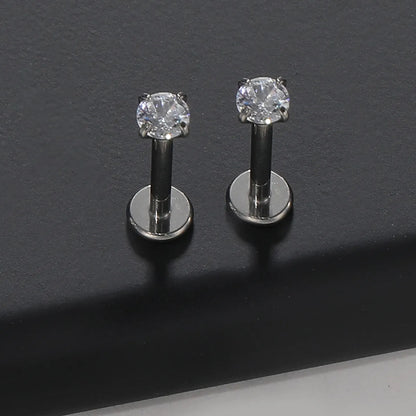 Simple Style Geometric Pure Titanium Zircon Lip Stud Tongue Nail In Bulk