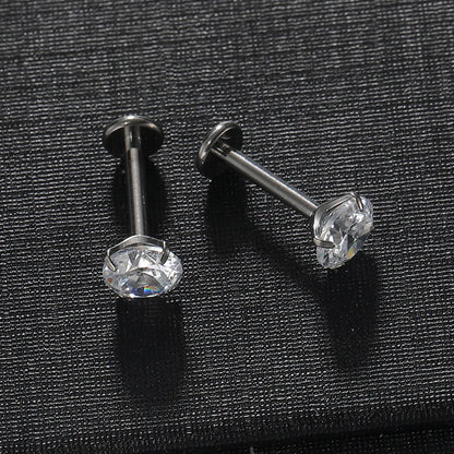 Simple Style Geometric Pure Titanium Zircon Lip Stud Tongue Nail In Bulk