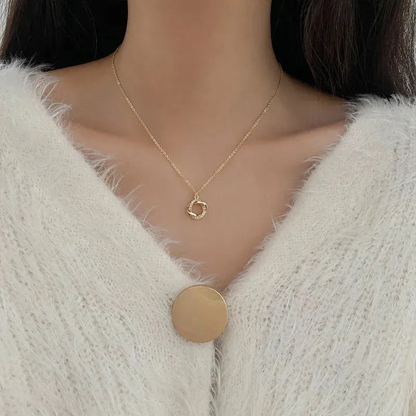 Simple Style Geometric Rhinestones Alloy Titanium Steel Wholesale Pendant Necklace