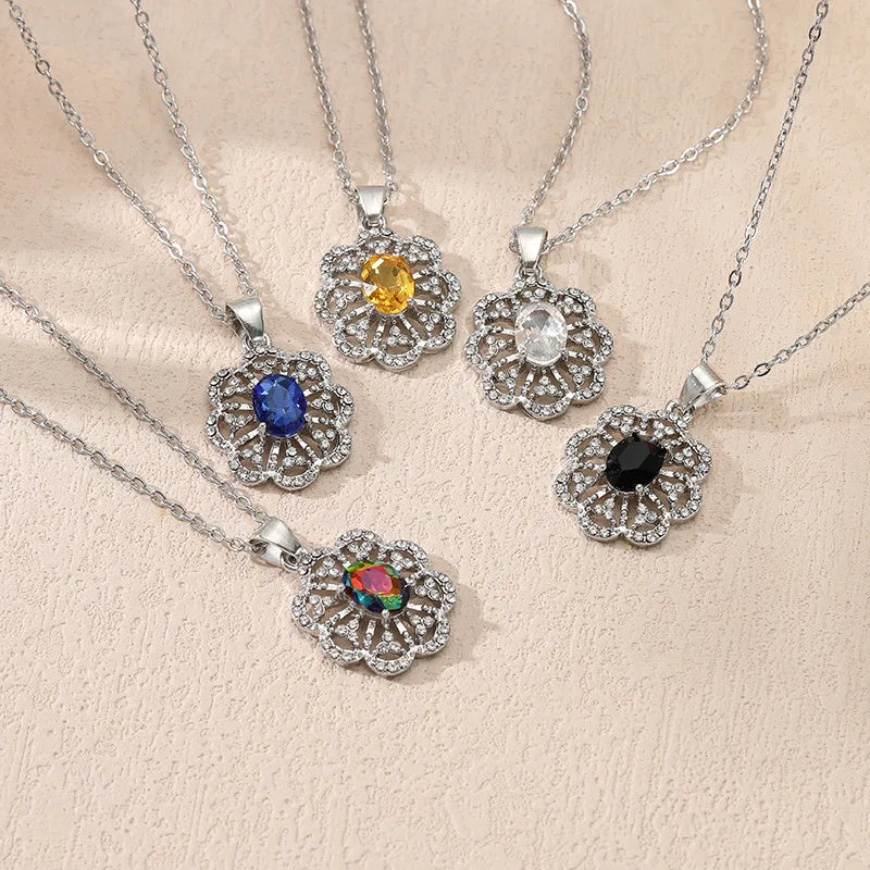 Simple Style Geometric Rhinestones Zinc Alloy Wholesale Pendant Necklace