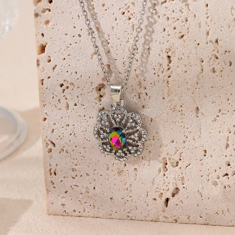 Simple Style Geometric Rhinestones Zinc Alloy Wholesale Pendant Necklace