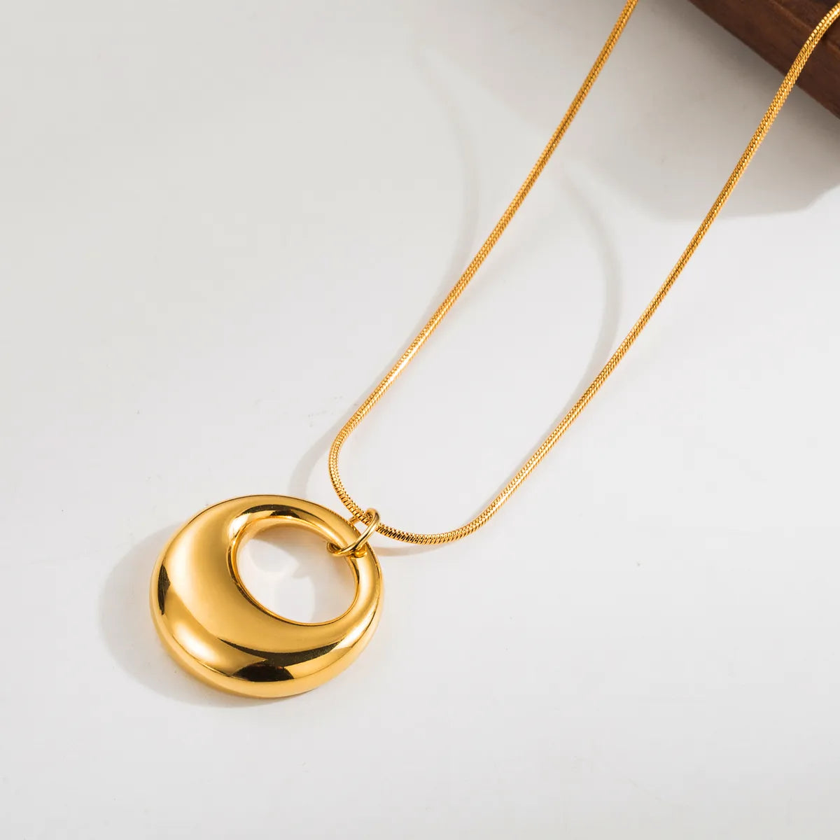 Simple Style Geometric Round Heart Shape Stainless Steel Plating 14k Gold Plated Pendant Necklace