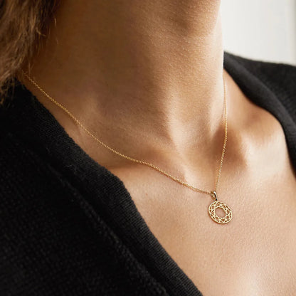 Simple Style Geometric Round Sterling Silver Plating Hollow Out 14k Gold Plated Silver Plated Pendant Necklace