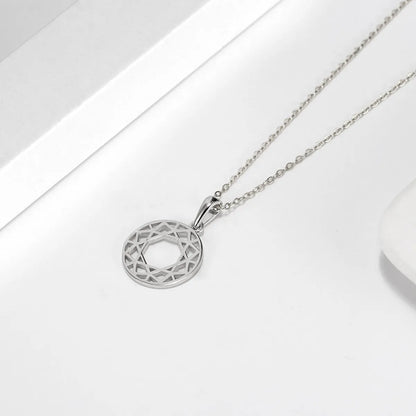 Simple Style Geometric Round Sterling Silver Plating Hollow Out 14k Gold Plated Silver Plated Pendant Necklace