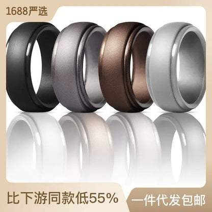 Simple Style Geometric Silica Gel Men'S Rings 4 Pieces