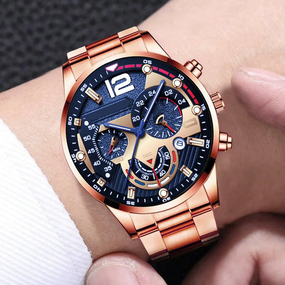 Simple Style Geometric Single Folding Buckle Quartz Men'S Watches