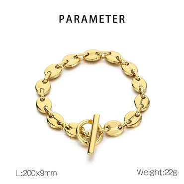 Simple Style Geometric Solid Color 304 Stainless Steel 18K Gold Plated Bracelets In Bulk