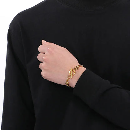 Simple Style Geometric Solid Color 304 Stainless Steel 18K Gold Plated Bracelets In Bulk