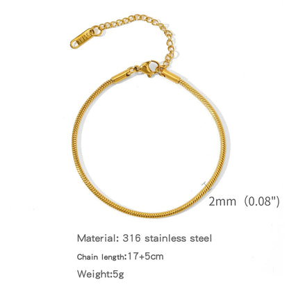 Simple Style Geometric Solid Color 304 Stainless Steel Bracelets In Bulk