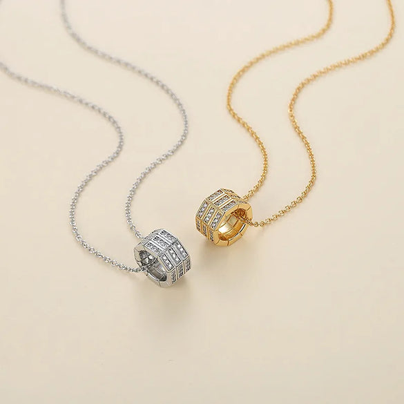 Simple Style Geometric Solid Color Copper Zircon Pendant Necklace In Bulk