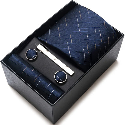 Simple Style Geometric Solid Color Polyester Yarn Men'S Cufflinks Lavalier Tie