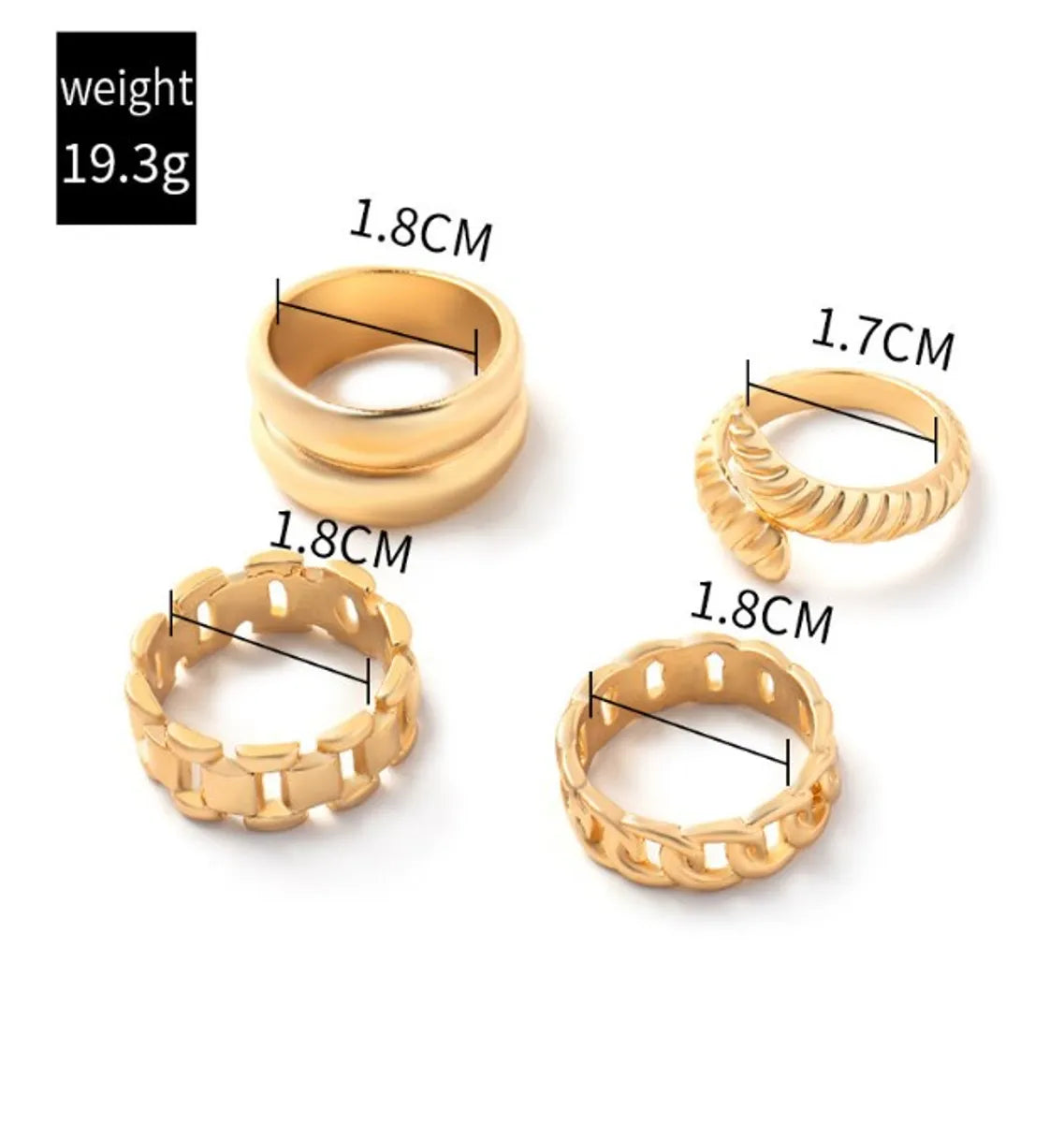 Simple Style Geometric Solid Color Snake Alloy Women'S Open Rings