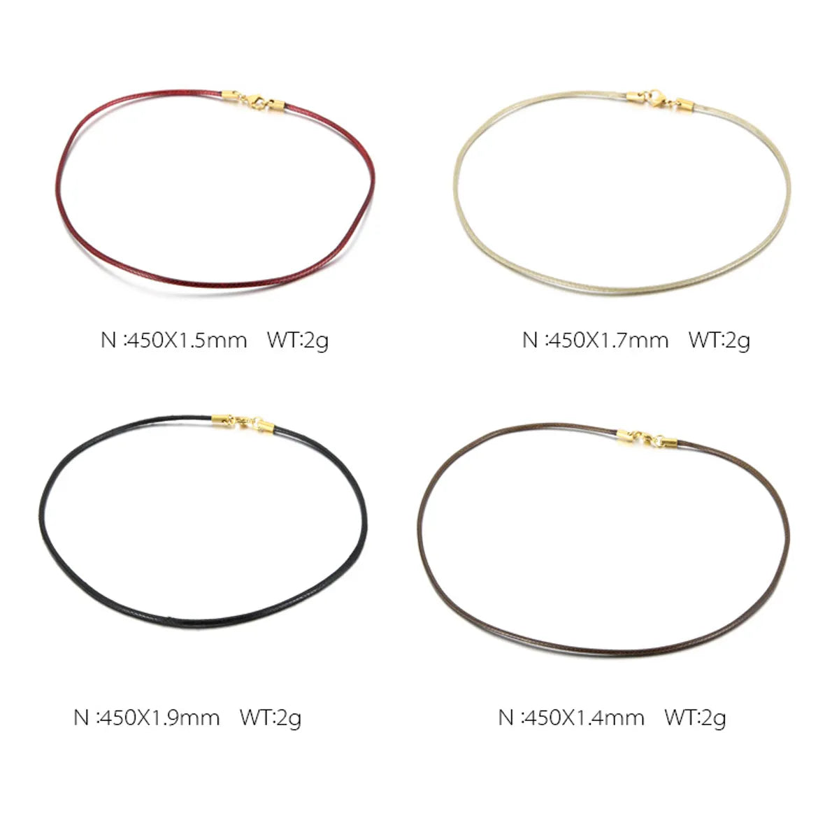 Simple Style Geometric Solid Color Stainless Steel Leather Rope Chain Unisex Necklace