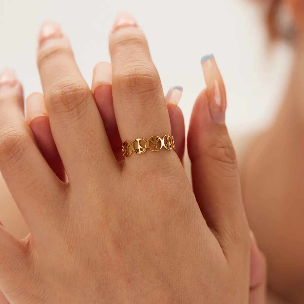 Simple Style Geometric Solid Color Stainless Steel Plating Hollow Out 18k Gold Plated Open Rings