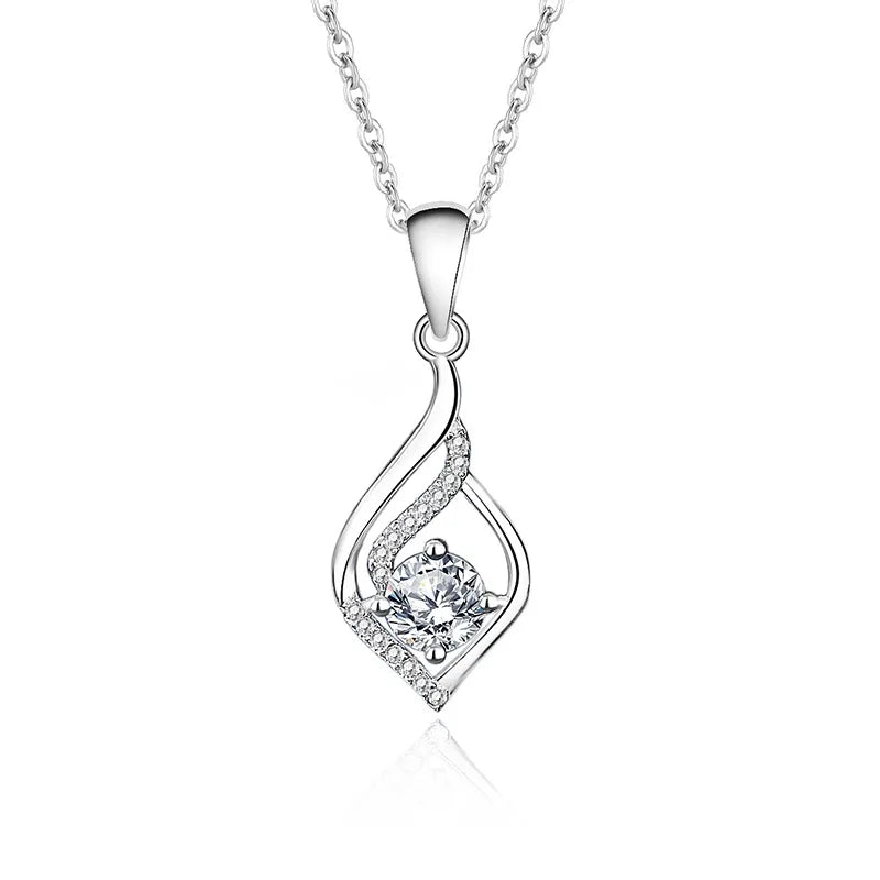 Simple Style Geometric Solid Color Sterling Silver Gra Plating Inlay Moissanite Pendant Necklace