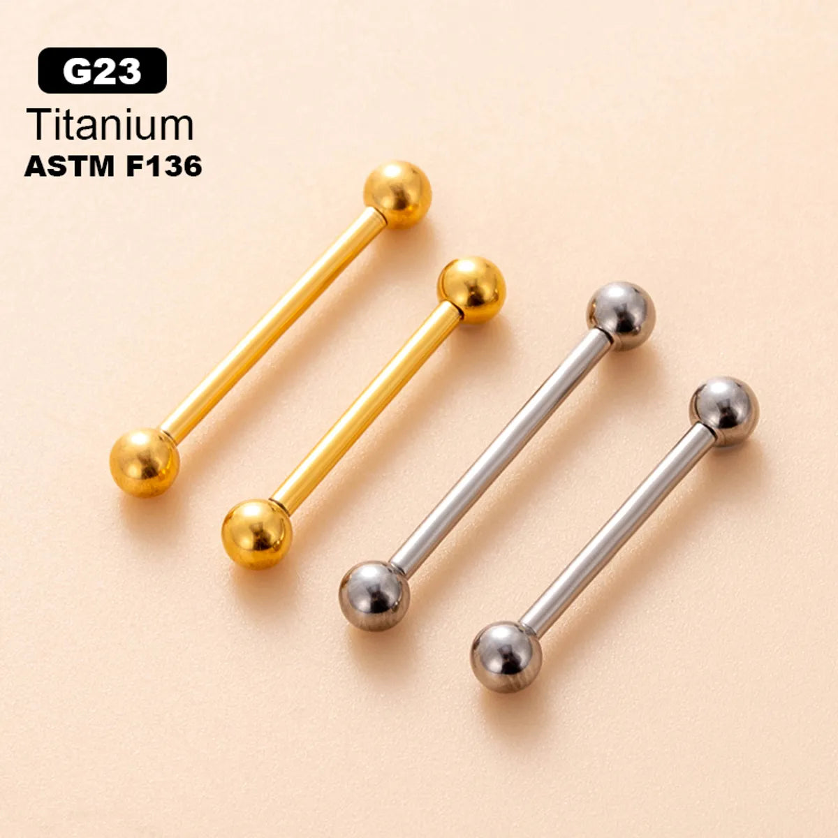 1 Piece Tongue Rings Simple Style Geometric Solid Color Pure Titanium Plating