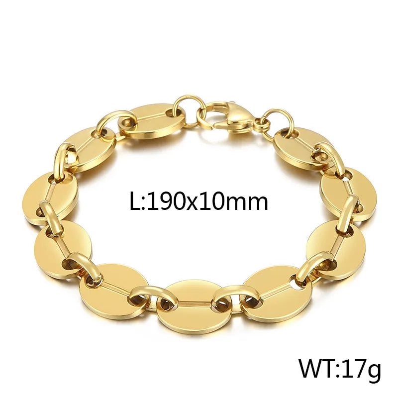 Simple Style Geometric Solid Color Titanium Steel 18K Gold Plated Bracelets In Bulk