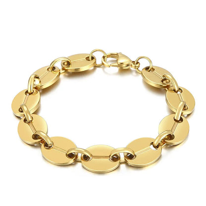 Simple Style Geometric Solid Color Titanium Steel 18K Gold Plated Bracelets In Bulk