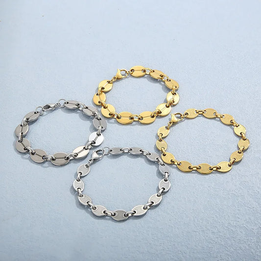 Simple Style Geometric Solid Color Titanium Steel 18K Gold Plated Bracelets In Bulk