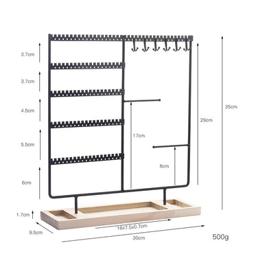 Simple Style Geometric Solid Wood Iron Jewelry Display