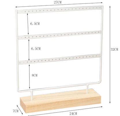 Simple Style Geometric Solid Wood Iron Jewelry Rack