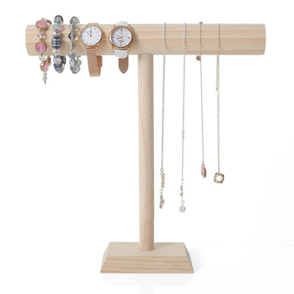 Simple Style Geometric Solid Wood Jewelry Rack