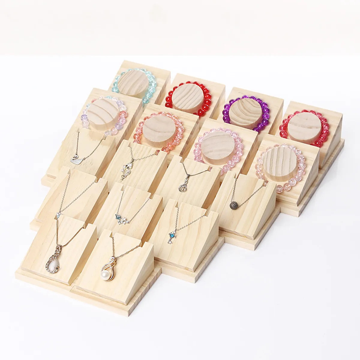 Simple Style Geometric Solid Wood Jewelry Rack