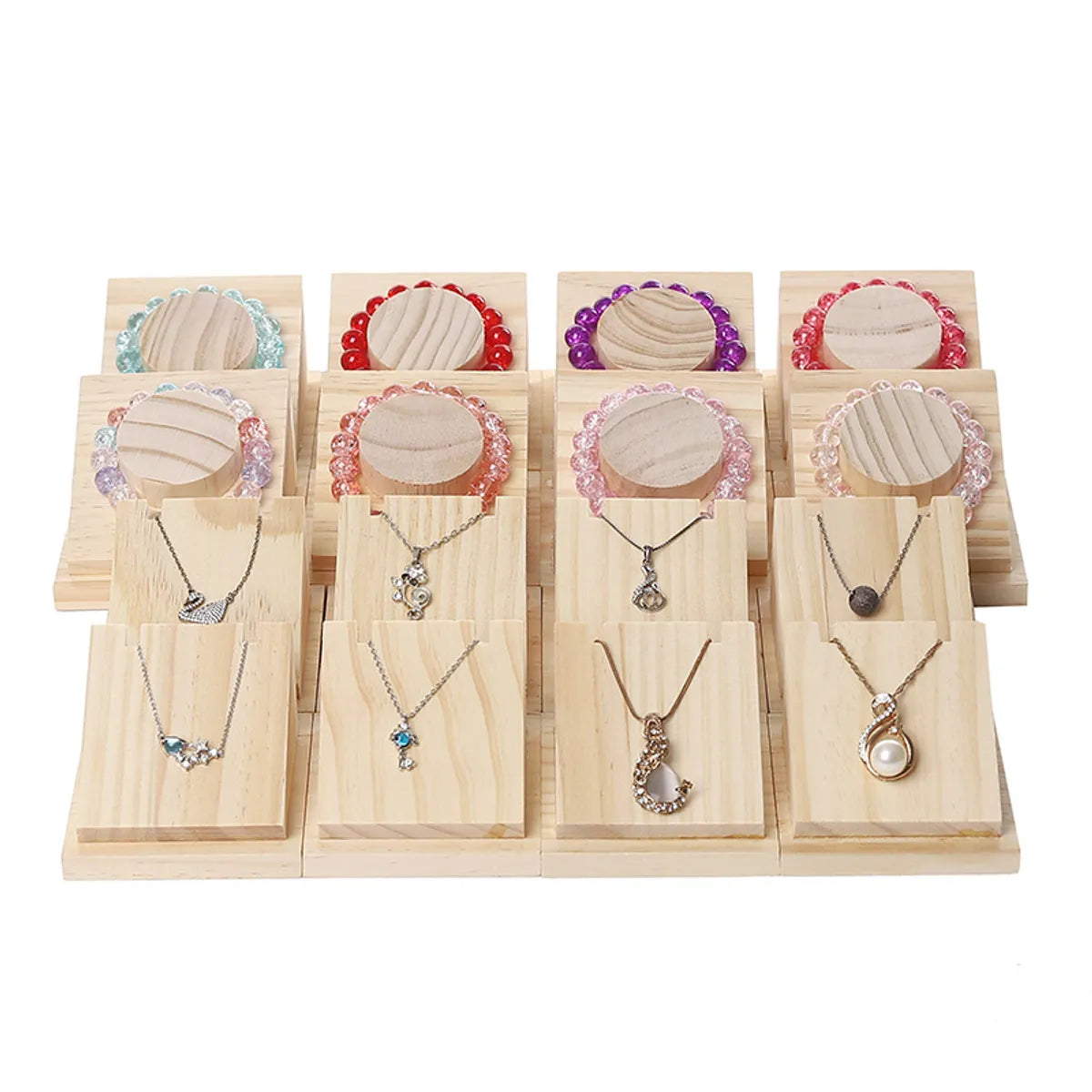 Simple Style Geometric Solid Wood Jewelry Rack