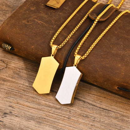 Simple Style Geometric Stainless Steel 18k Gold Plated Men's Pendant Necklace