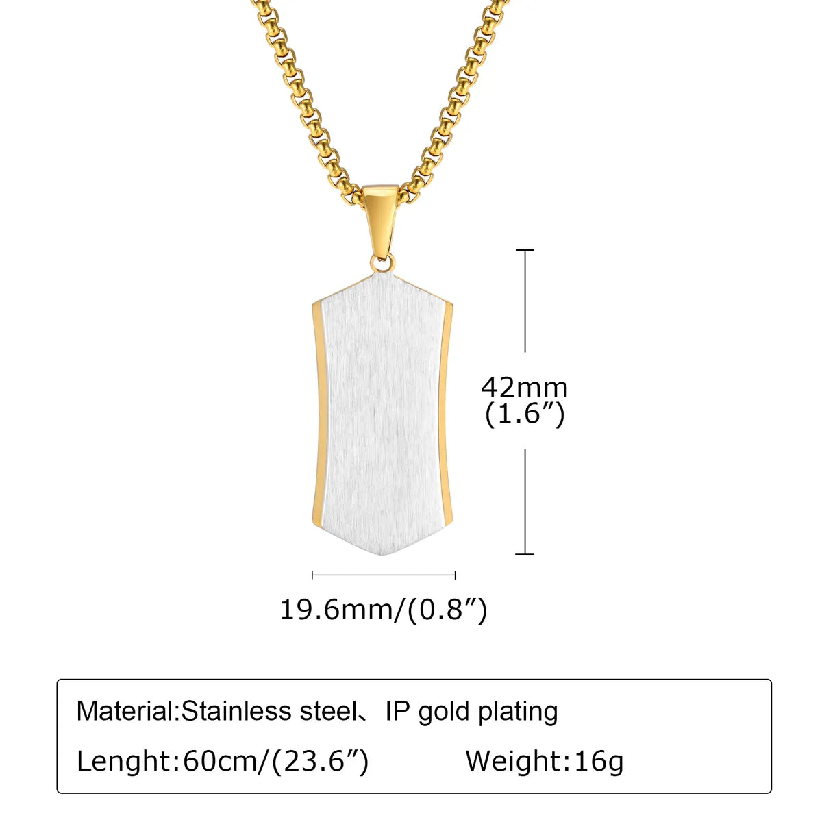 Simple Style Geometric Stainless Steel 18k Gold Plated Men's Pendant Necklace