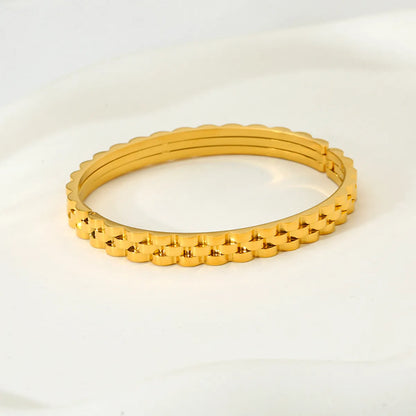 Simple Style Geometric Stainless Steel Buckle Plating 18k Gold Plated Bangle