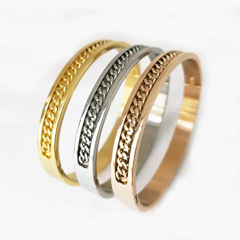 Simple Style Geometric Stainless Steel Chain Bangle