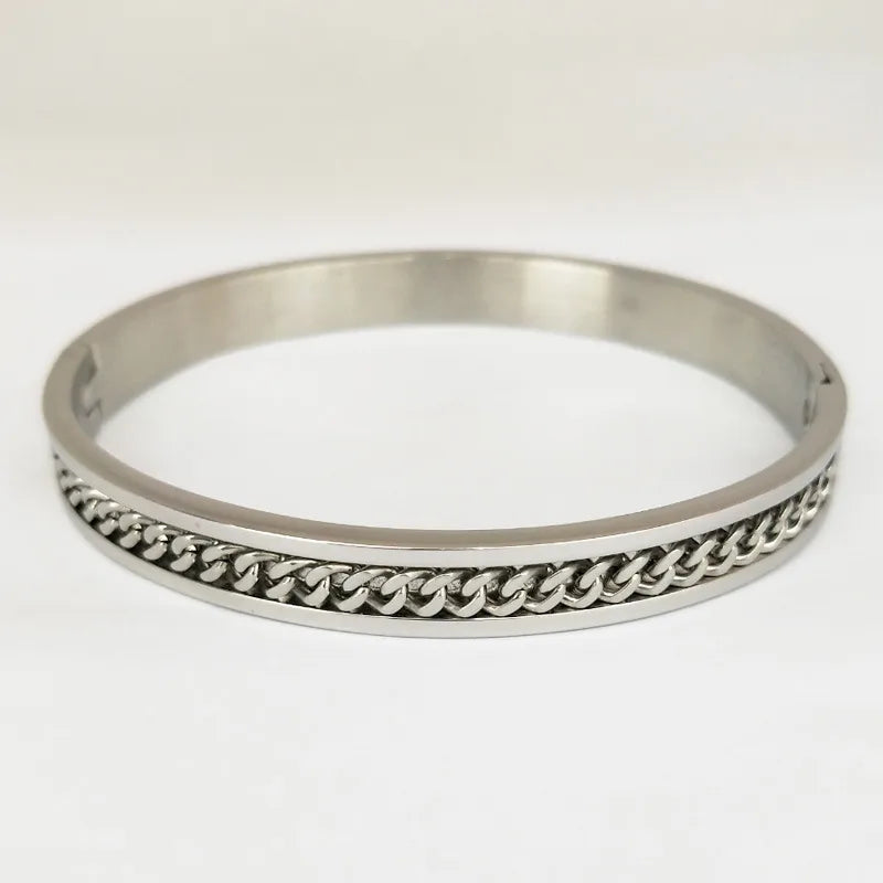 Simple Style Geometric Stainless Steel Chain Bangle