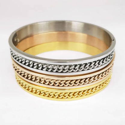 Simple Style Geometric Stainless Steel Chain Bangle