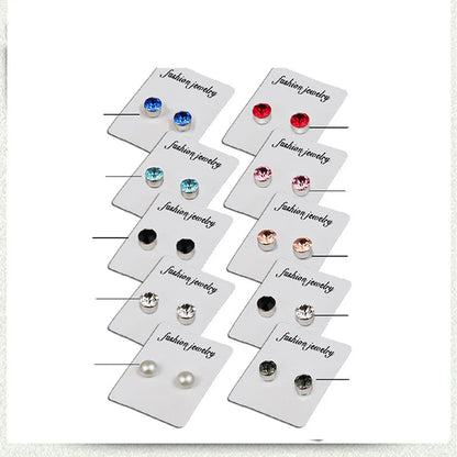 1 Pair Simple Style Geometric Inlay Stainless Steel Rhinestones Ear Studs