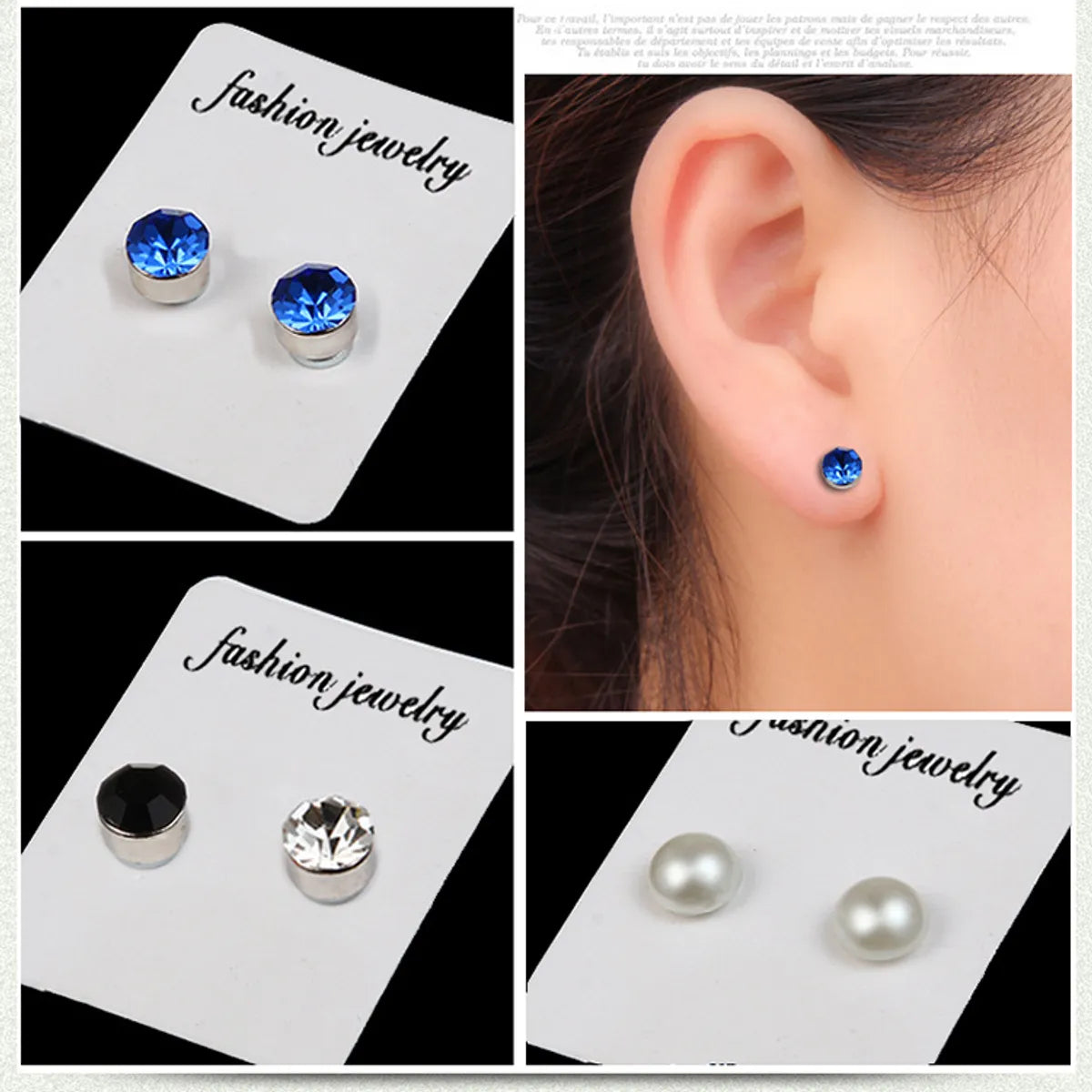 1 Pair Simple Style Geometric Inlay Stainless Steel Rhinestones Ear Studs