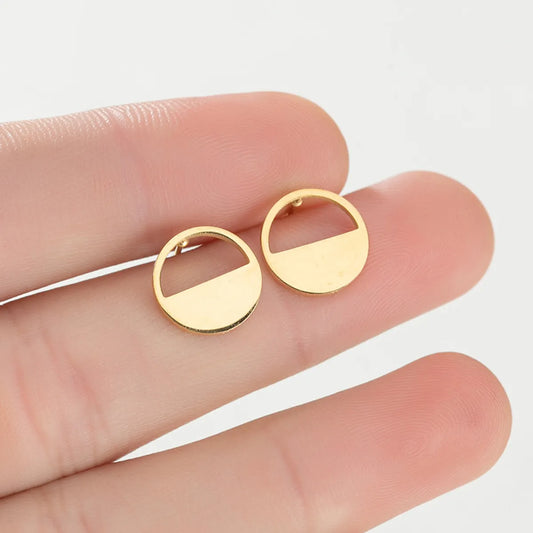 Simple Style Geometric Plating 304 Stainless Steel No Inlaid 18K Gold Plated Ear Studs