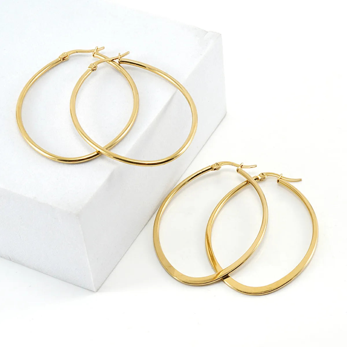 Simple Style Geometric Stainless Steel Hoop Earrings Plating Stainless Steel Earrings